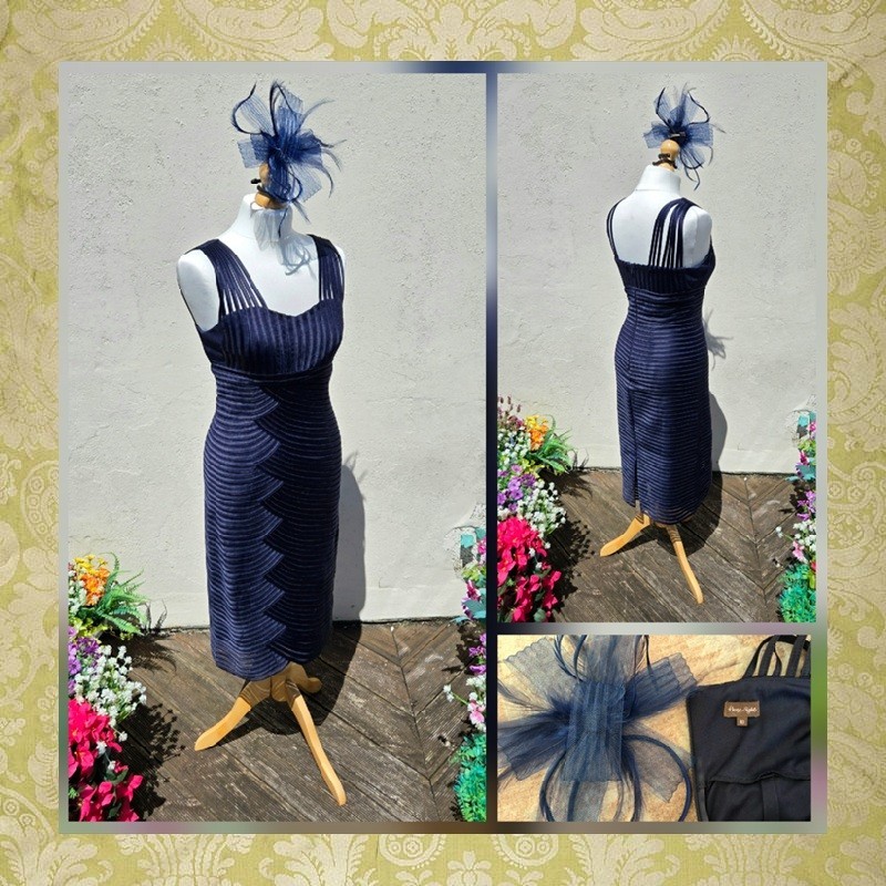 Phase Eight Size 10 Navy Bandage Special Occasion MOTB Wedding Guest Fascinator