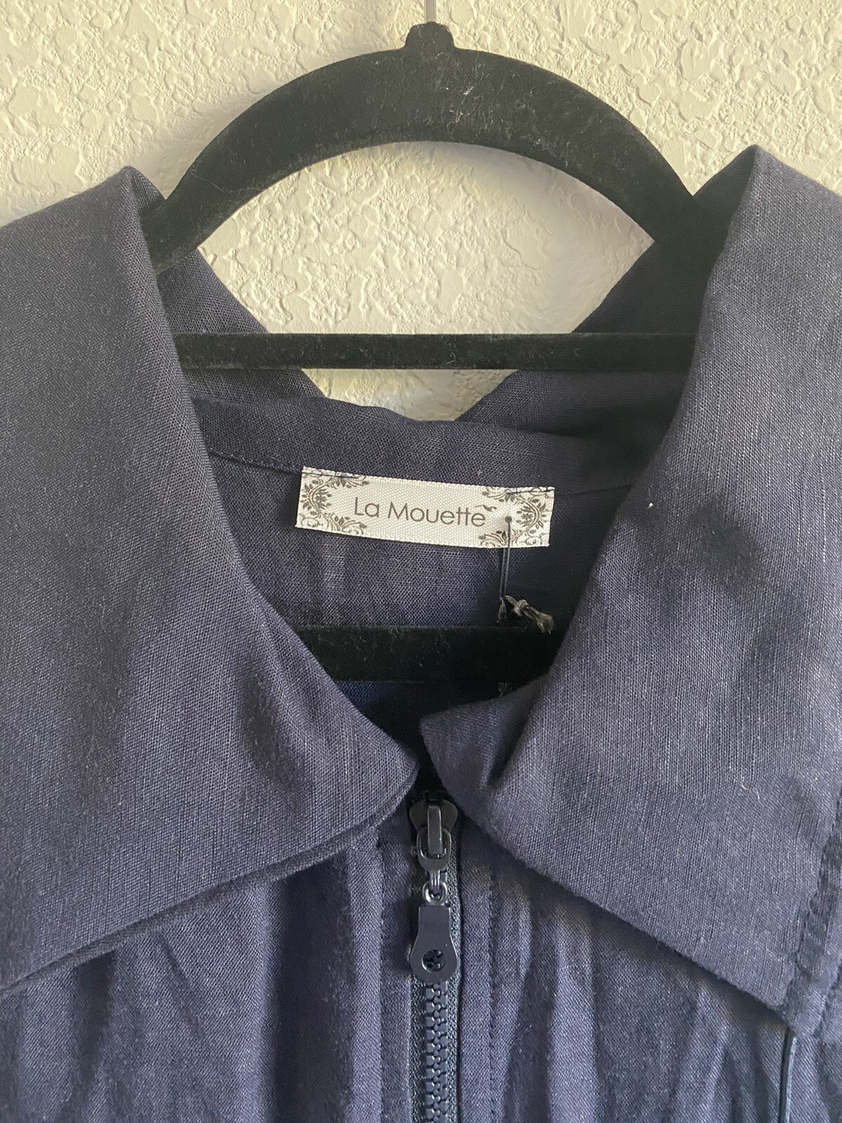 Pretty Plus Sz 2X/3X La Mouette Womens Navy Casual Dress – linen Viscose