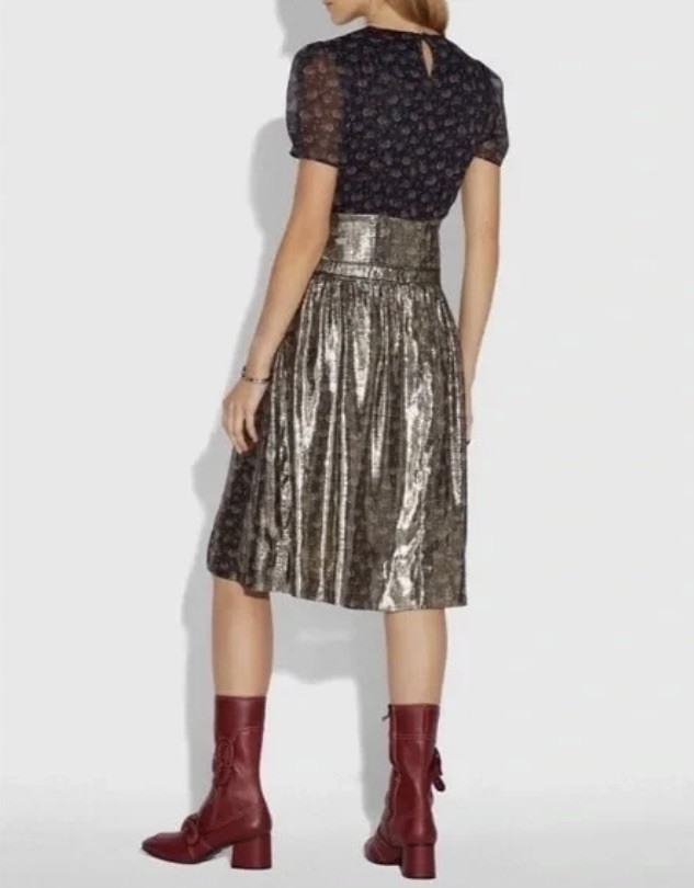 COACH 1941 Floral Print Metallic Silk/Velvet Size 0