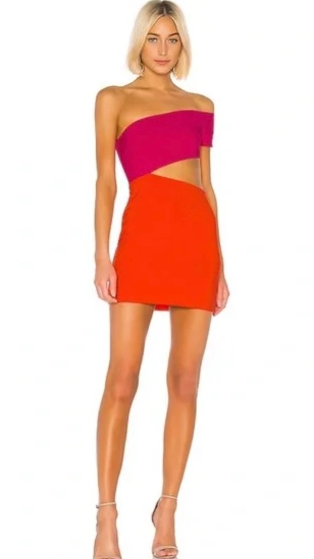 lovers and friends Rowan mini dress, red and orange, new, xs