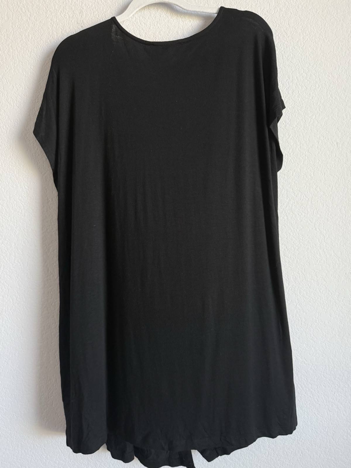 Dennis By Dennis Basso Black Scoop Neck Short Sleeve Button Dress Womens Size 2X