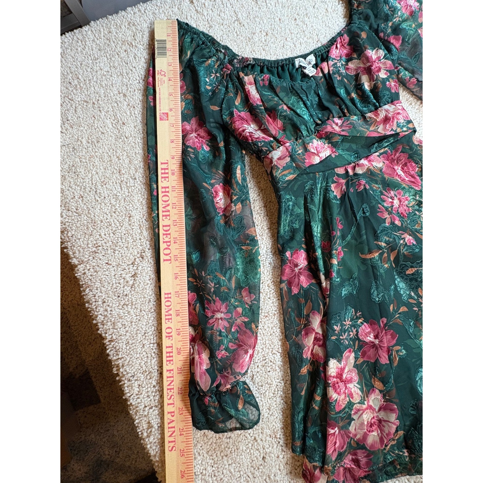 Allison & Kelly Floral Print Sweetheart Neck Long Sleeve Corset Bodice Dress XS