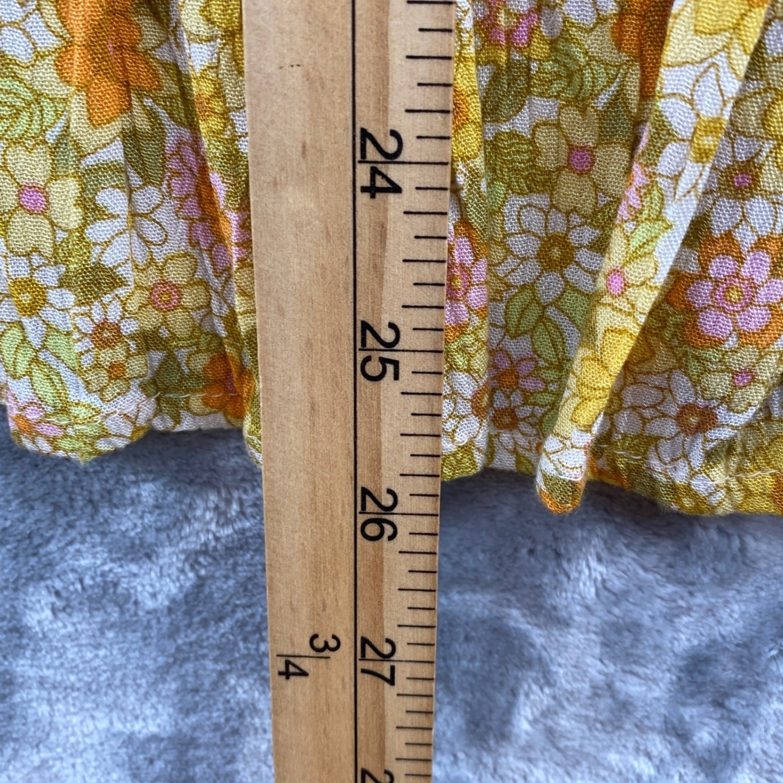 Billabong Yellow Floral Smocked Mini Dress Size Small Puff Sleeve Retro Boho