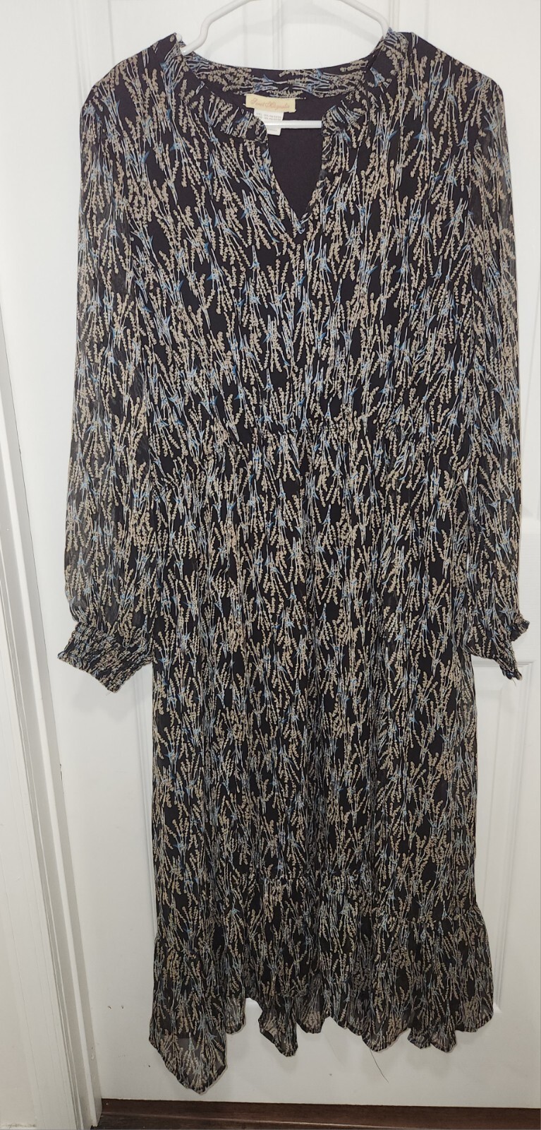 Sweet Magnolia Black/Beige Boho Maxi Dress Size Large