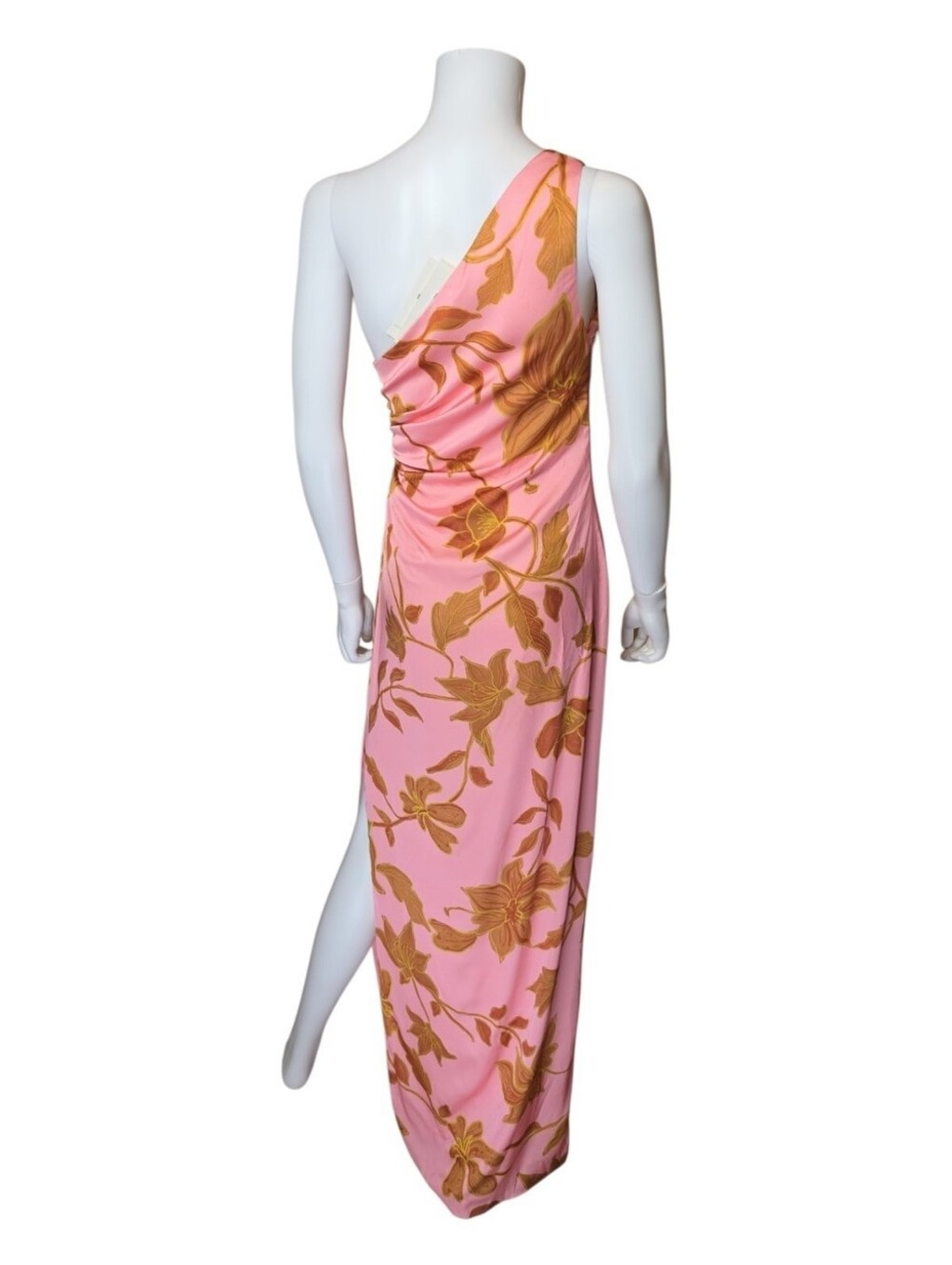 NWT $448 ROCOCO SAND One Shoulder Ruched Maxi Dress Peach Small Revolve