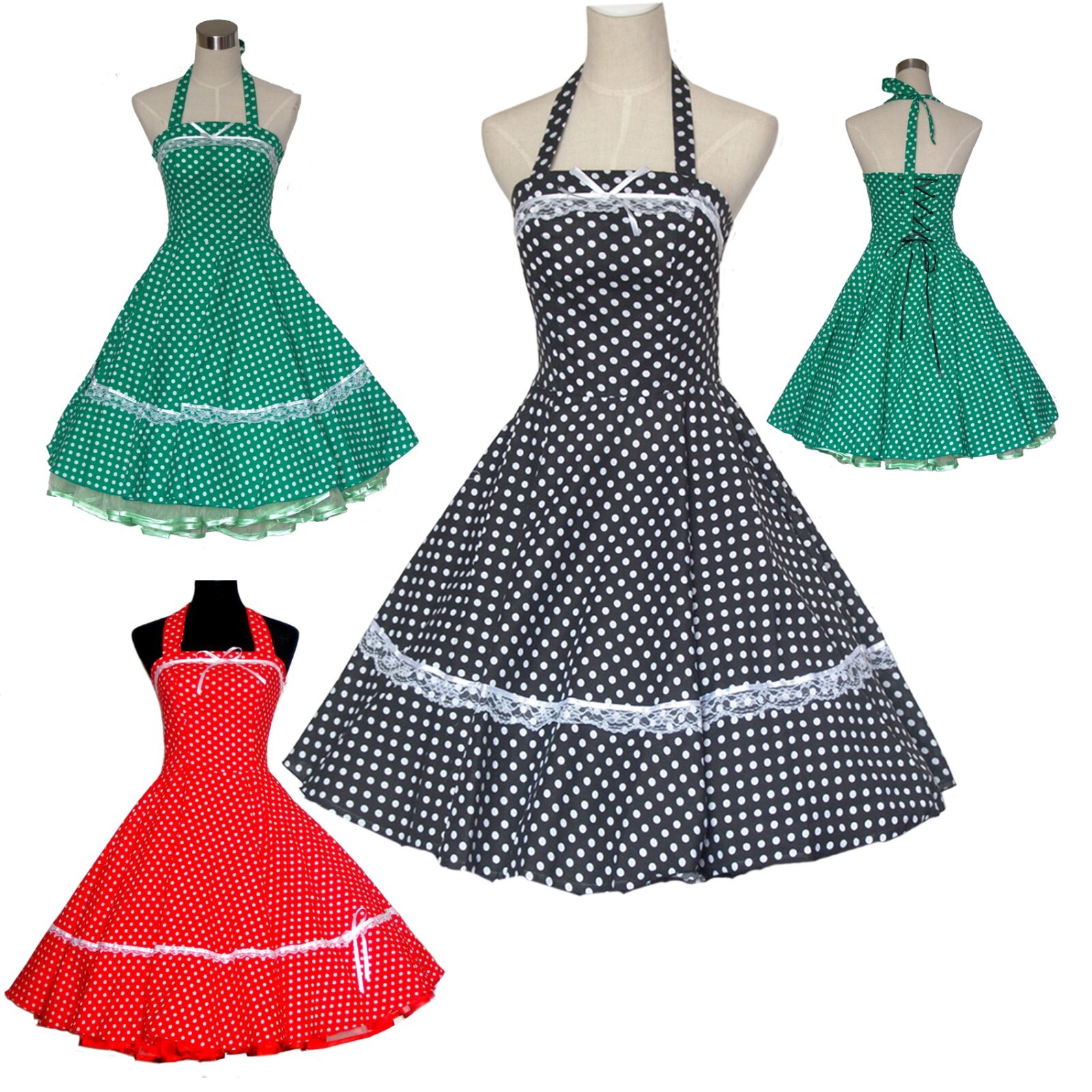 Retro Rockabilly Vintage 50s 60s 70s Swing Dress Polka Pot Ball Party Tea Dress