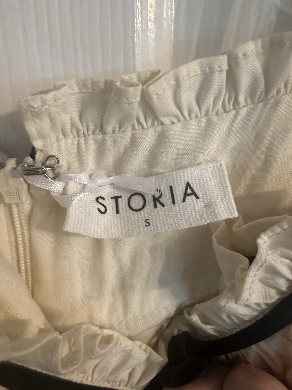 STORIA Women’s Cream/Black Solid Square Neck A-Line Midi Dress Sleeveless S