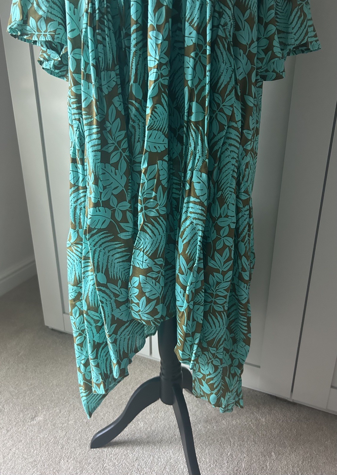 Turquoise & Brown Floaty Dres. One Size. Excellent Condition. Never worn