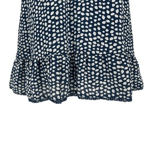 Urban Outfitters Navy Polka Dot Ruffle Hem Mini Dress S