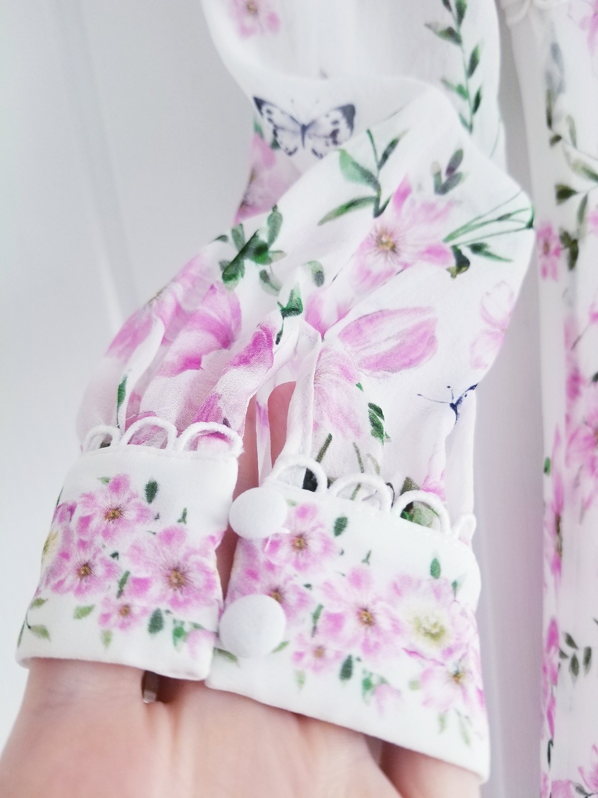 Hobbs Skye Floral Print Pure Silk Midi Dress Ivory Pink Size UK 10 Petite (8-10)