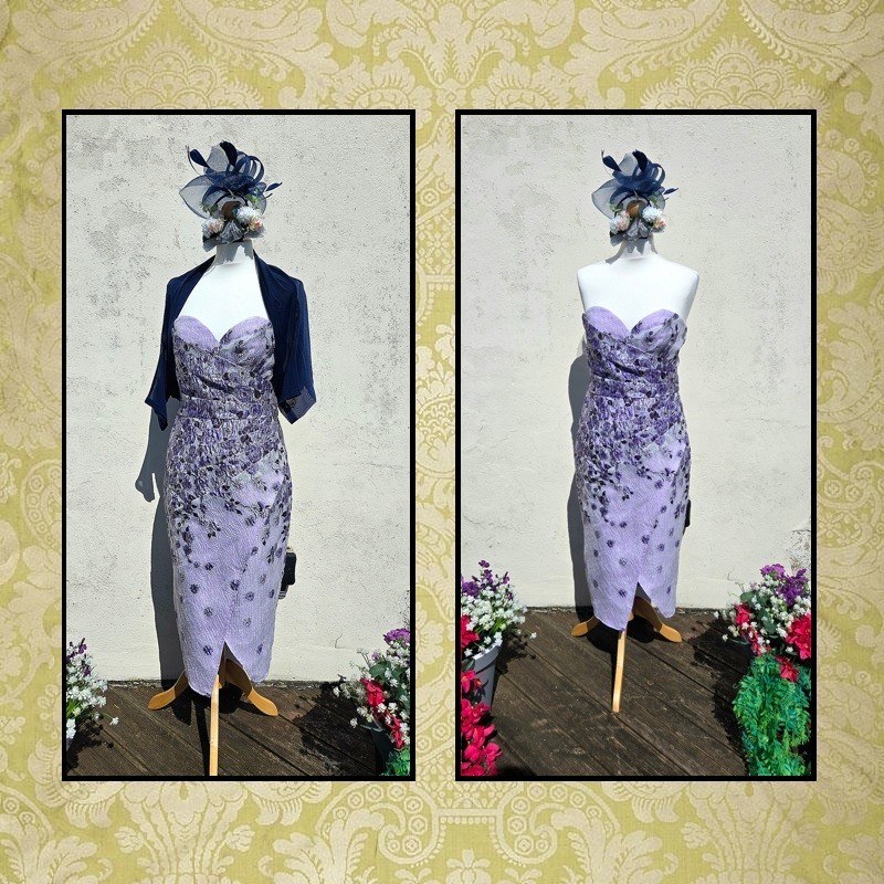 Size 12 Lilac Strapless Special Occasion Wedding Guest Races Cruise Outfit Dress