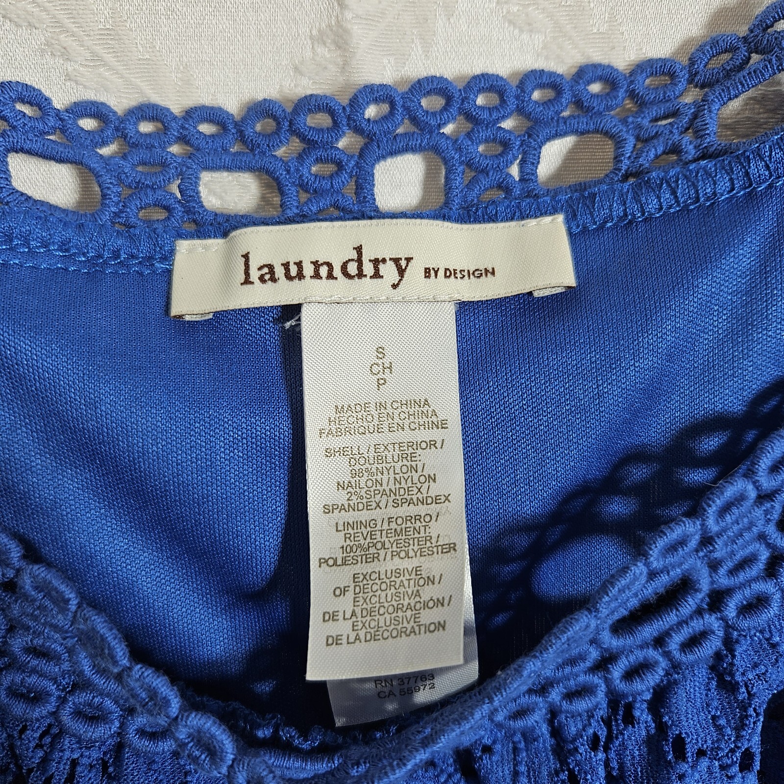 Laundry By Design Womens S Boho Dress Crochet Floral Lace Elastic Waist Blue