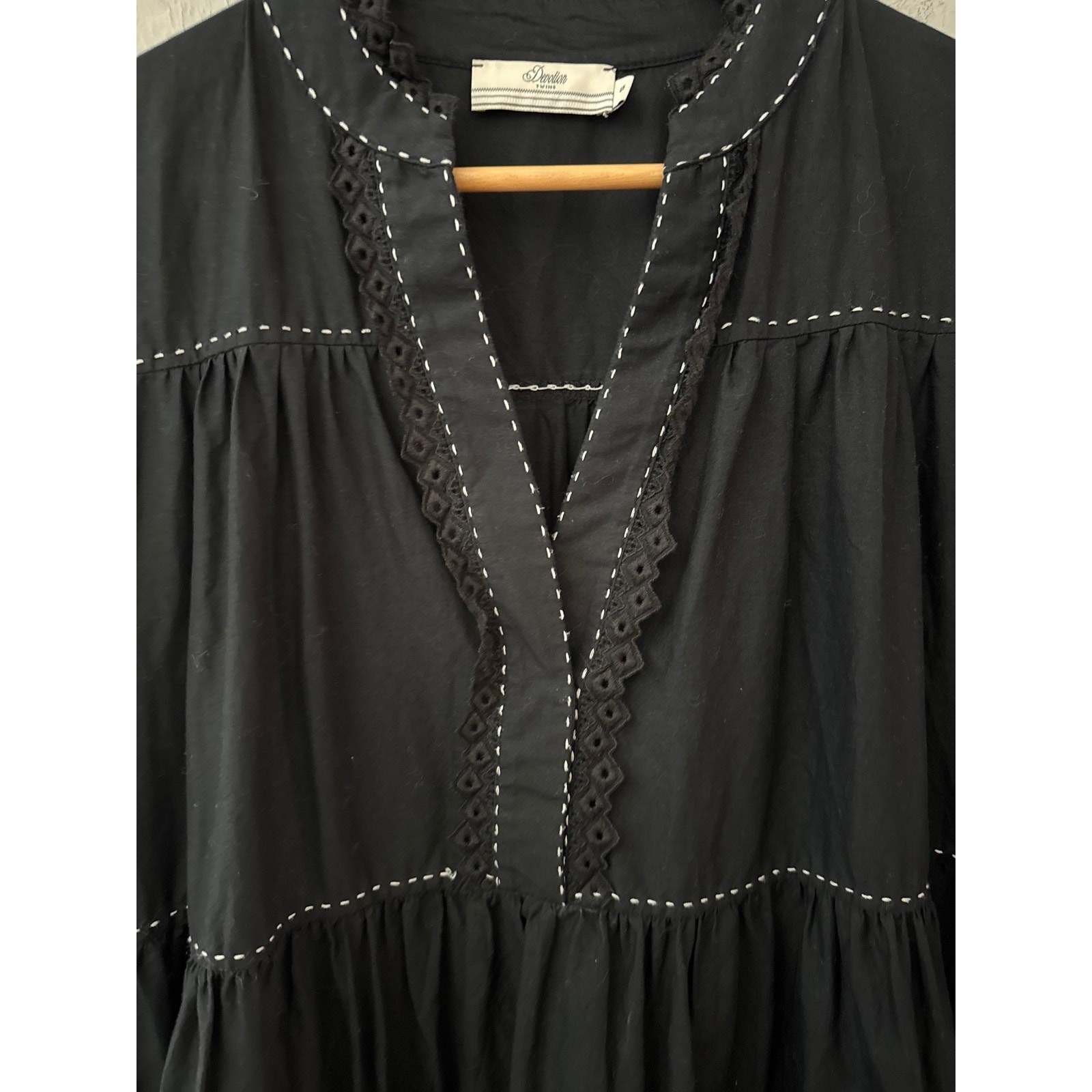 Devotion Twins Efisto Cotton Black Embroidered Mini Dress Size Small