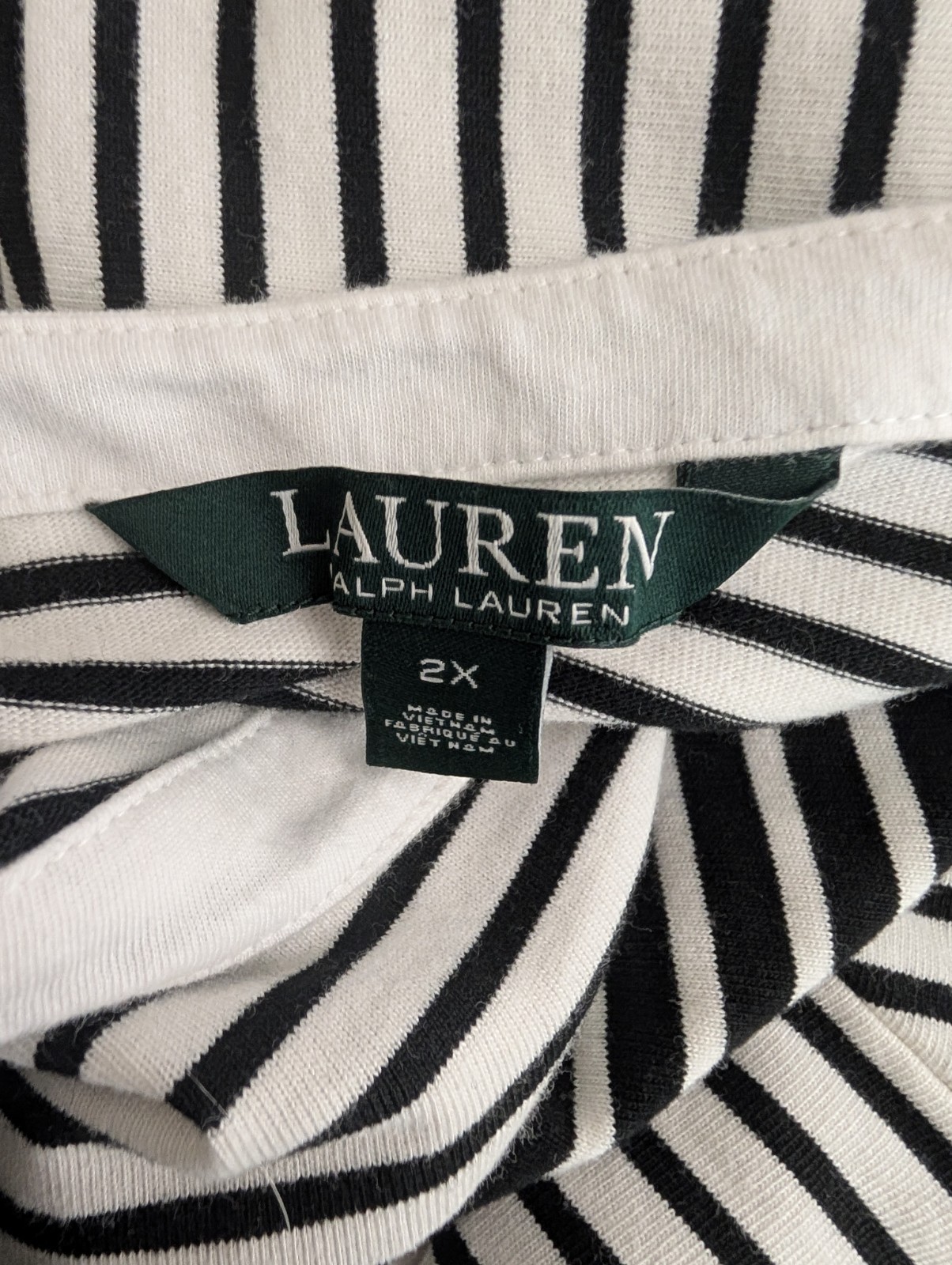 Lauren Ralph Lauren Womens Black White Striped Dress 2X