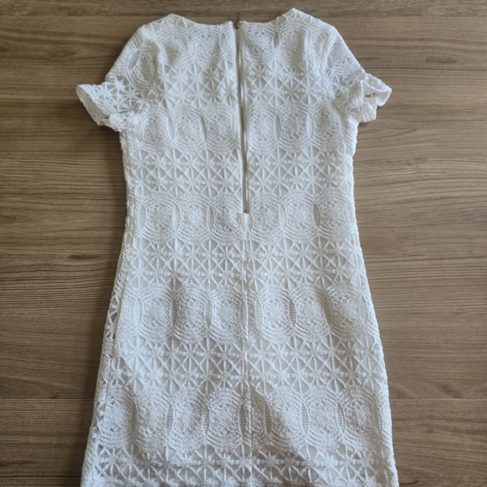 LULUS White Lace Mini Dress Short Sleeve Boho Bridal Shower Graduation Size M