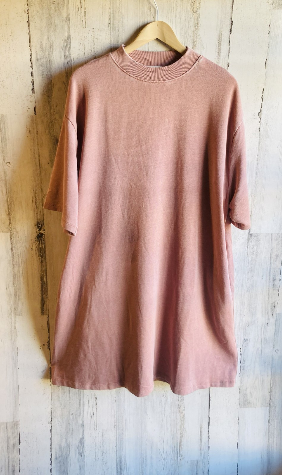 NWOT Free People FP Movement Sweatshirt Dress M Pink French Terry Swing Trapeze