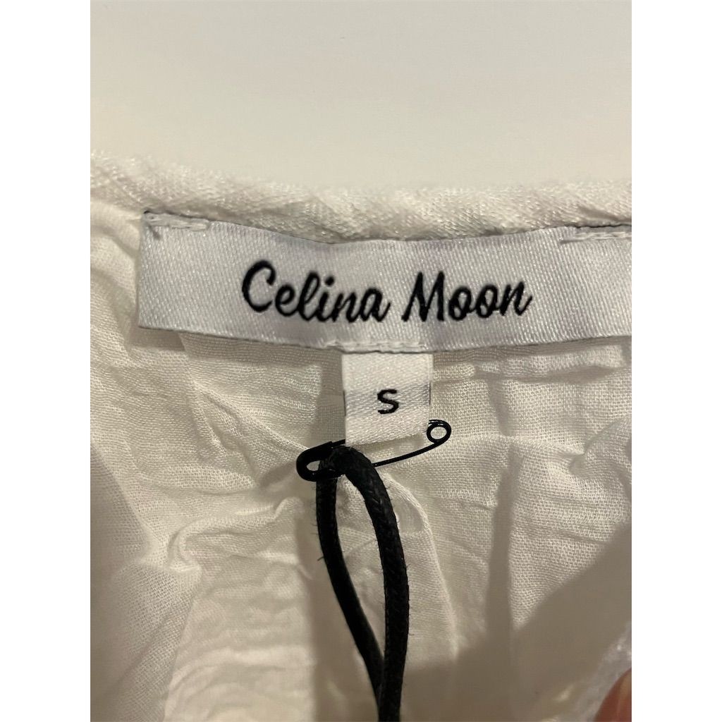 Celina Moon Tiered Spaghetti Strap Mini Dress Womens Size S White Lace Baby Doll