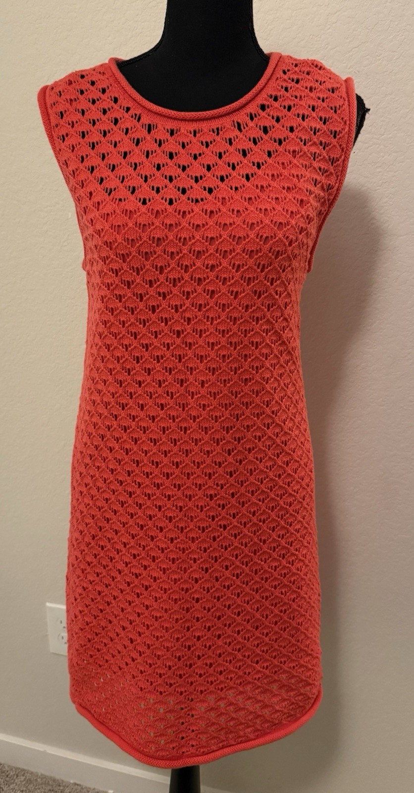 Sanctuary Summer Shell Dress Cayenne Red Crochet Knit Mini Size Small NWT