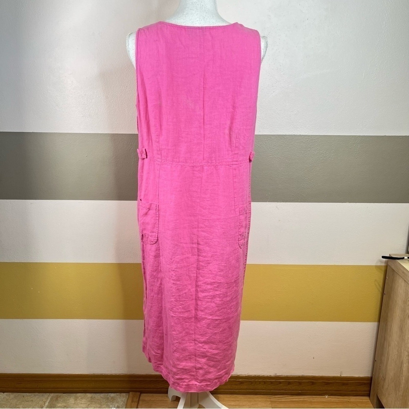 KARAVAN Vintage 90s Pink Coastal Beach Breathable Lightweight Tank Slip Dress M