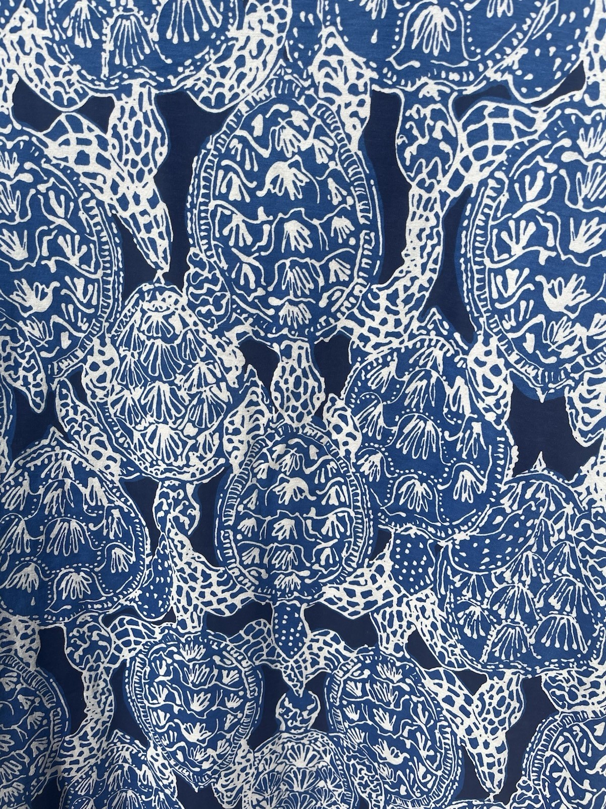 Lilly Pulitzer Preston Dress M Indigo Blue Snap To It Turtle Print w Tie Sleeves