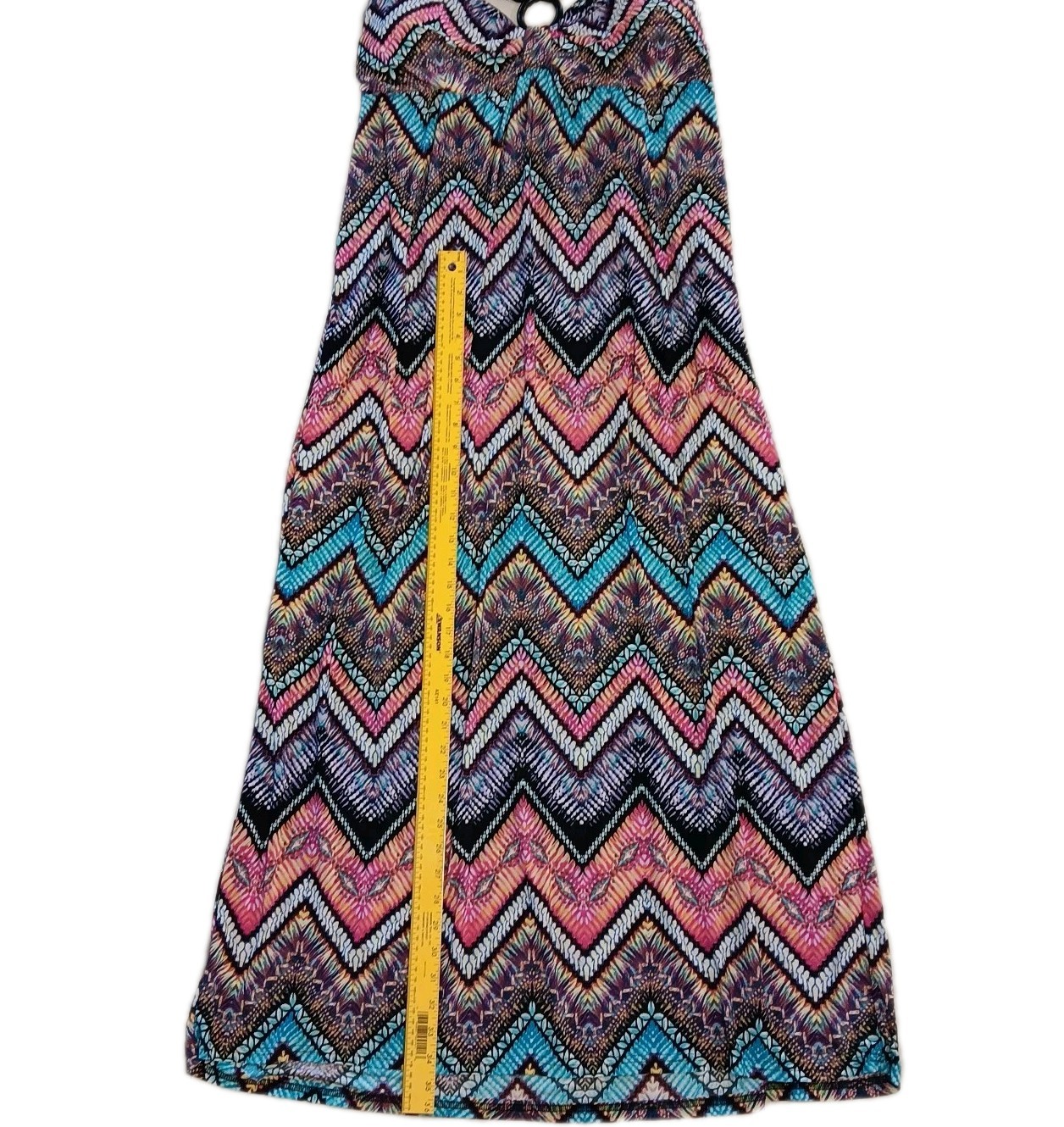Just Love 2X Beaded Halter Maxi Dress Chevron Zigzag Stretch ResortWear Cruise