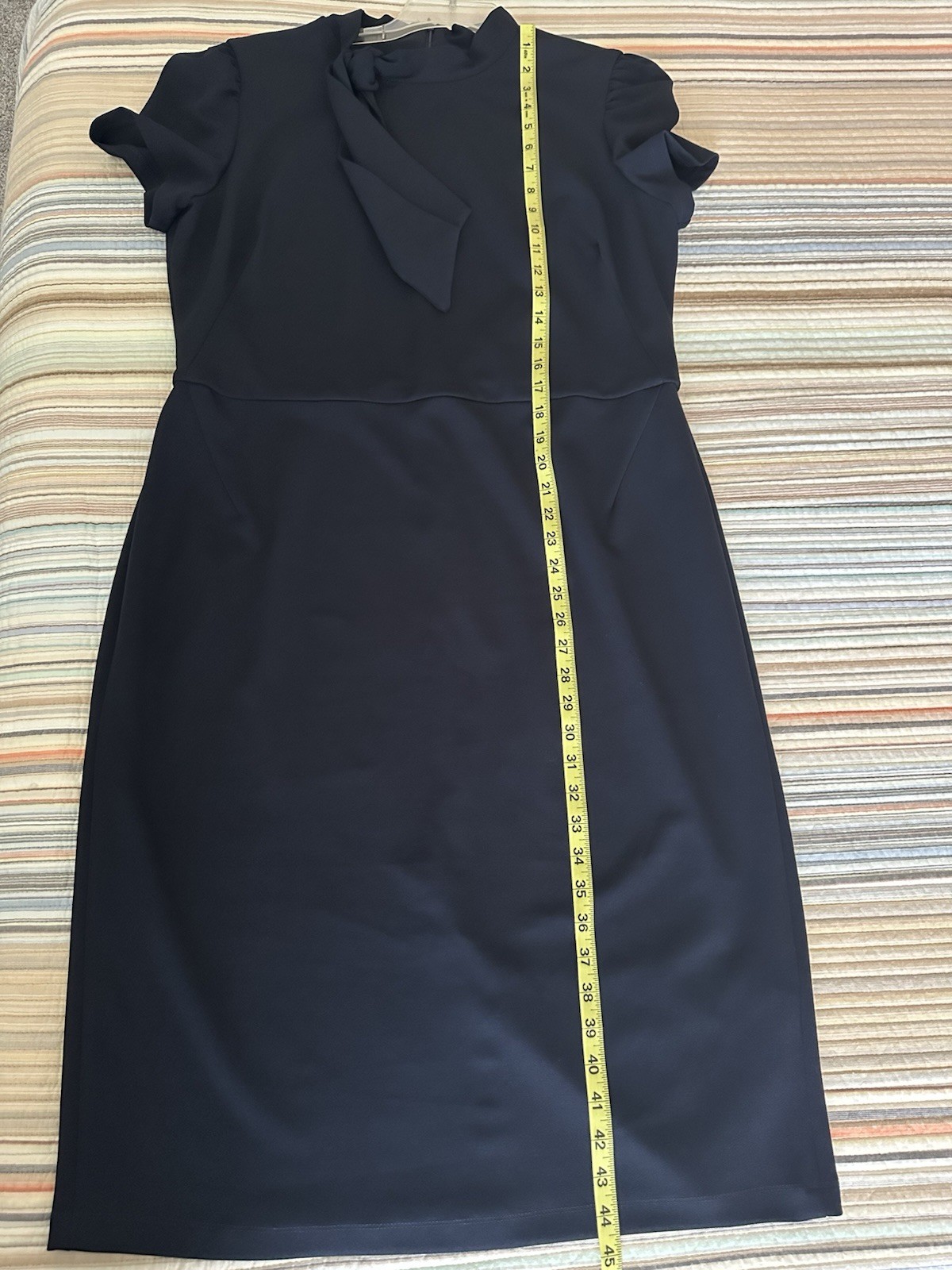 London Style Navy Tie Neck size 18 Midi Dress
