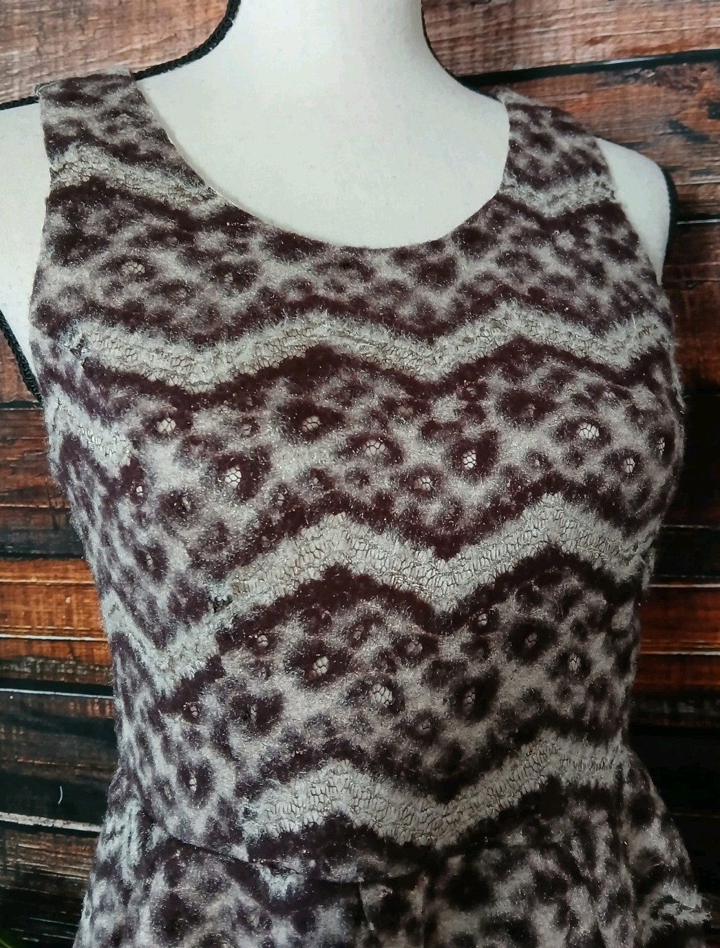 Hem & Thread Dress Size Medium Fit & Flare Lined Soft Fuzzy Leopard Print