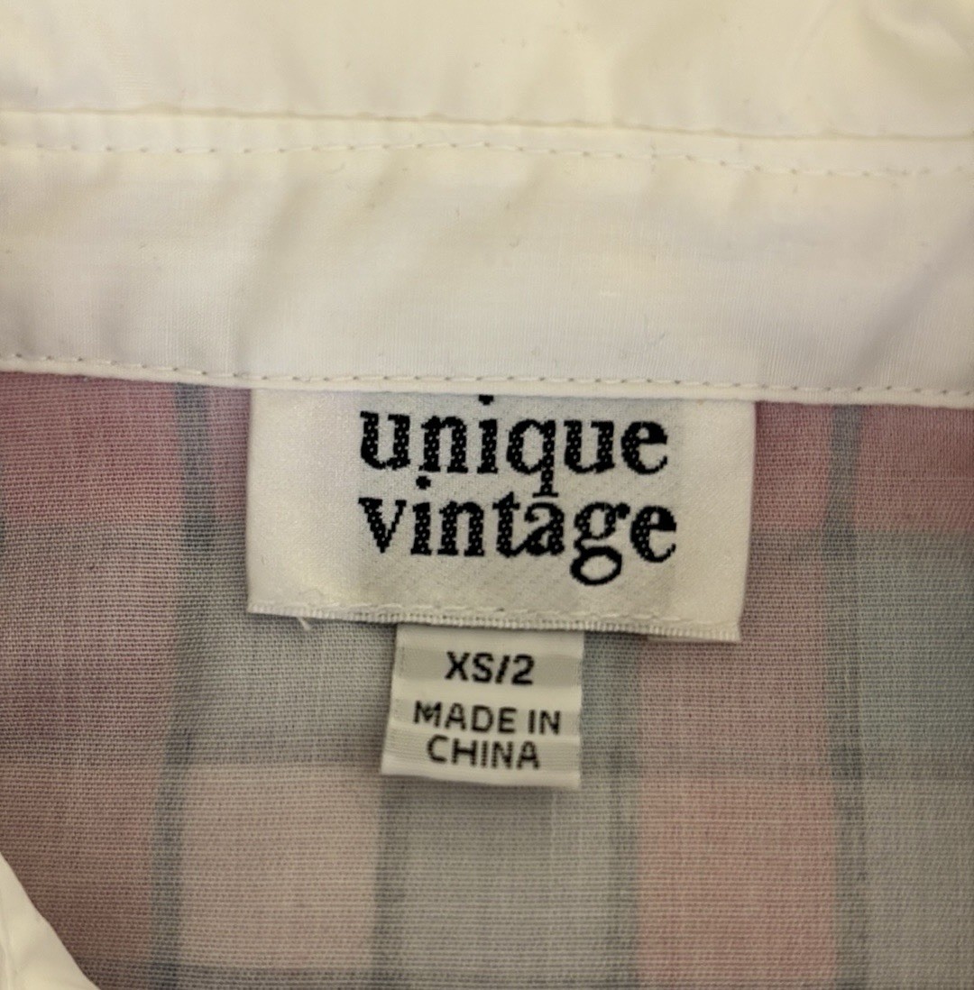 Unique Vintage Dress size XS/2 Plaid Sleeveless Dress with Belt