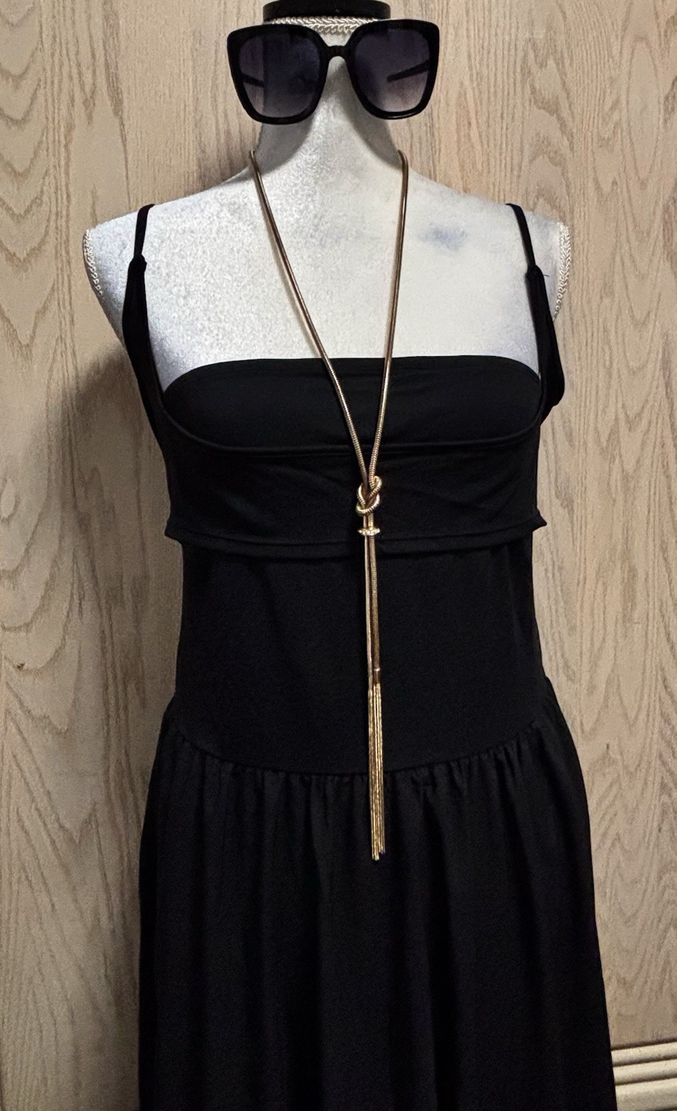 Halara Breezeful Backless Side Pocket Flowy Flare Maxi Black Dress Sz L . New.