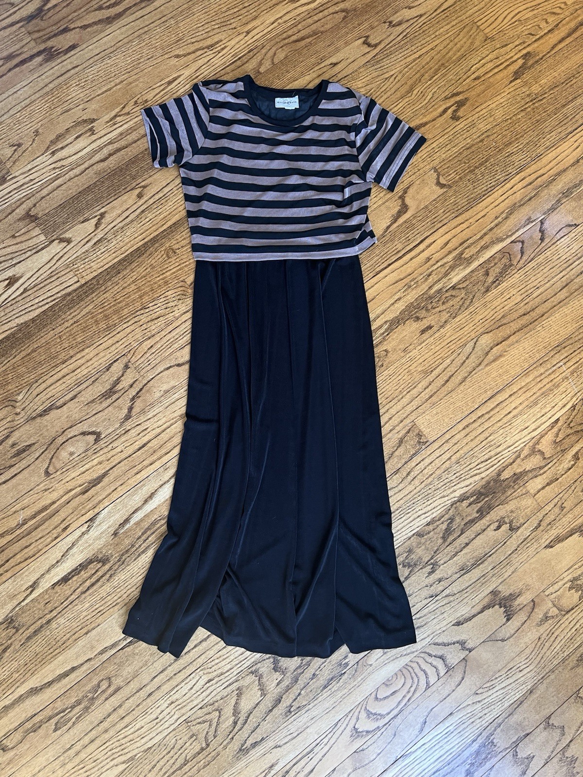 Studio Ease Striped Layered Maxi Dress Vintage Y2K Black And Beige Size 10