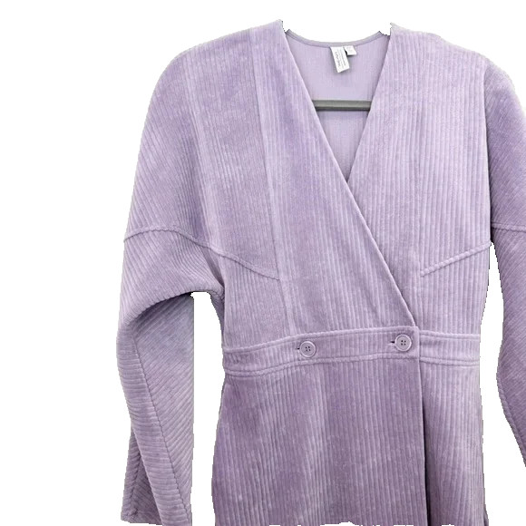 & Other Stories Lavender Corduroy Long Sleeve Wrap Mini Dress Size XS