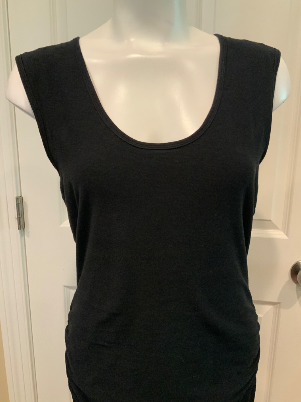 Standard James Press Black Sleeveless Ruched Tank Dress, Size 3 (Large)