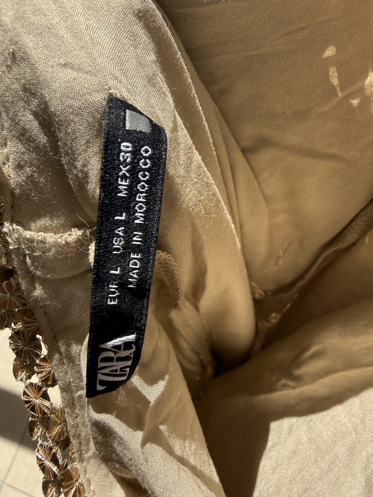 Zara Gold Halter Cowl Neck Open Back Sequin Midi Dress Size l