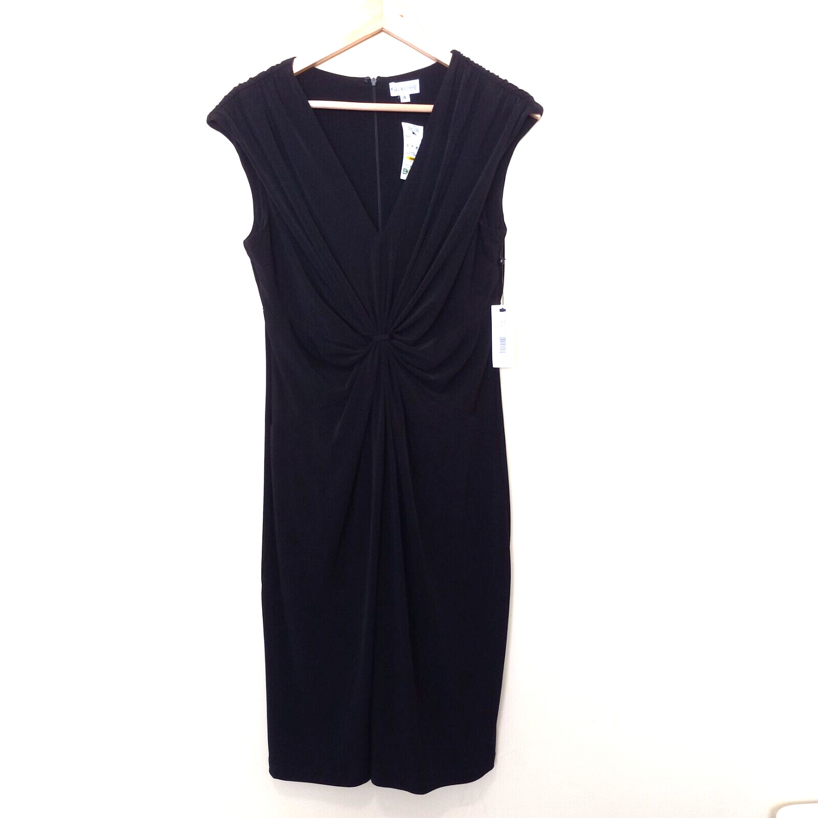 New! MARVIN RICHARDS Women’s Black V Neck Polyester Cocktail Career Dress Size 8