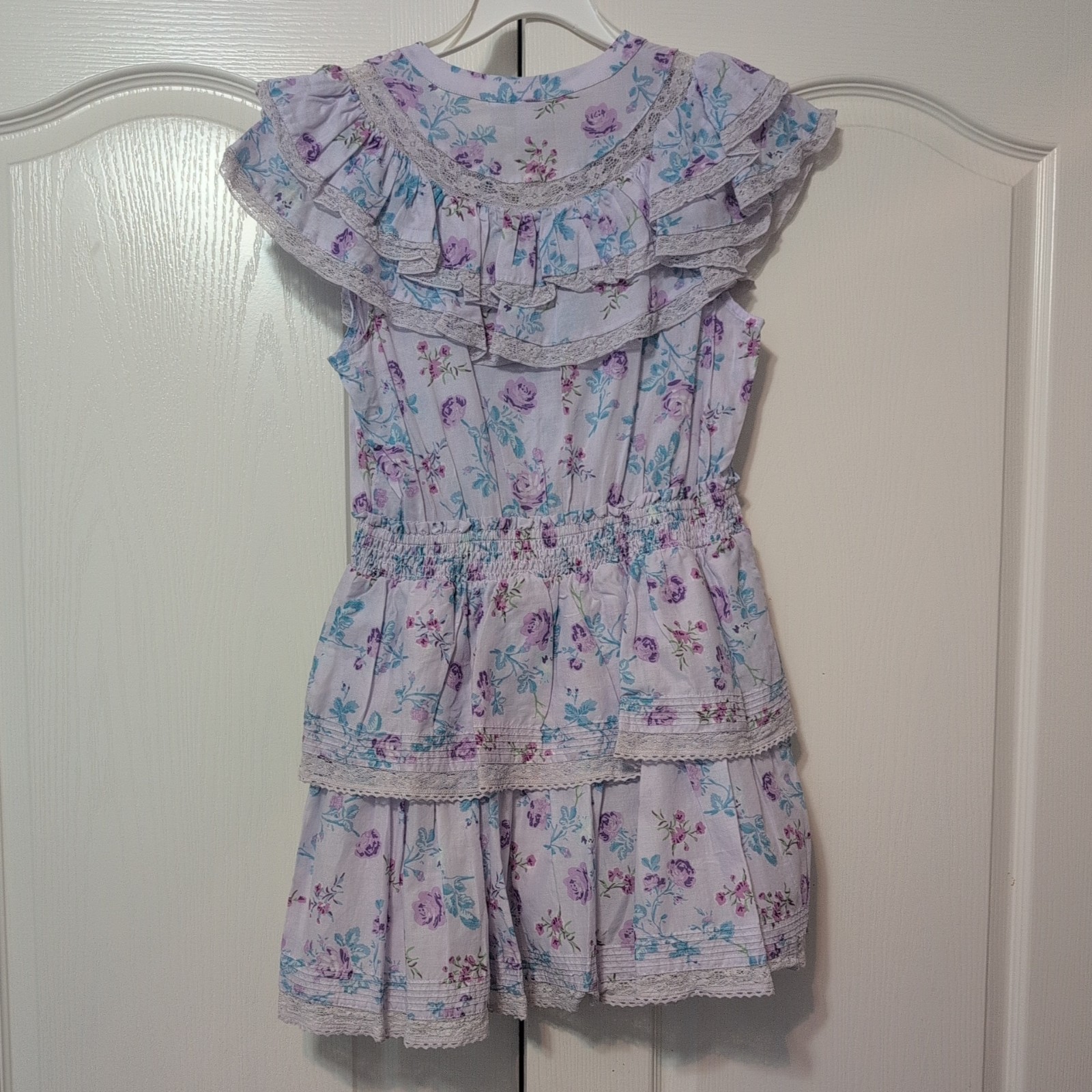 NEW LoveShackFancy x Target Lou Double Ruffle Dress Women Small Lavender Floral