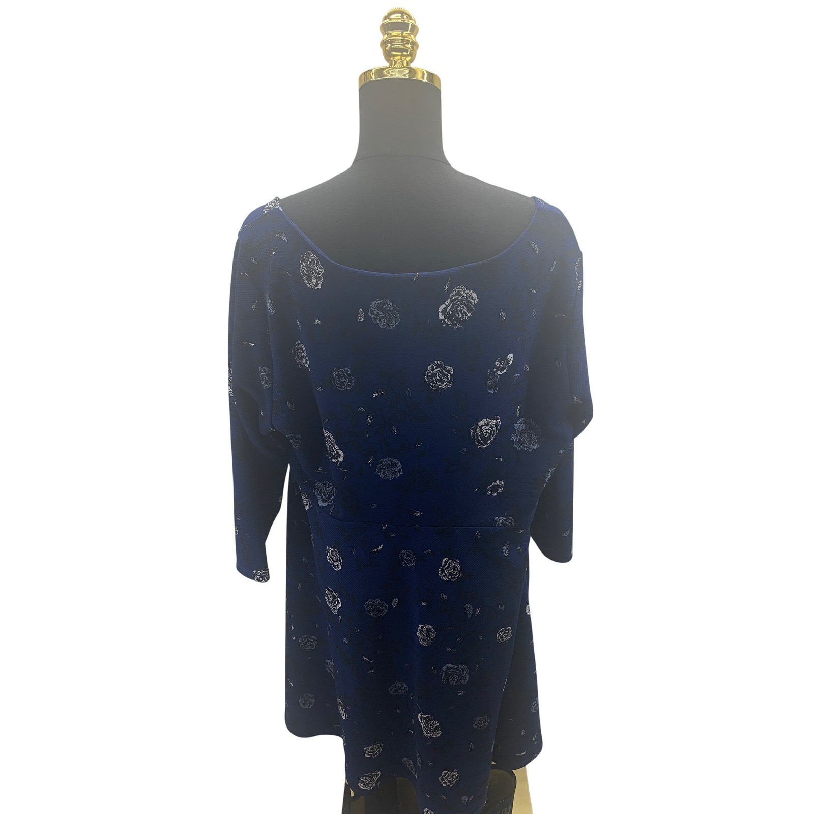 Torrid Blue Floral Rose Textured Knit Fit & Flare Dress Plus Size 2 2X 10417157