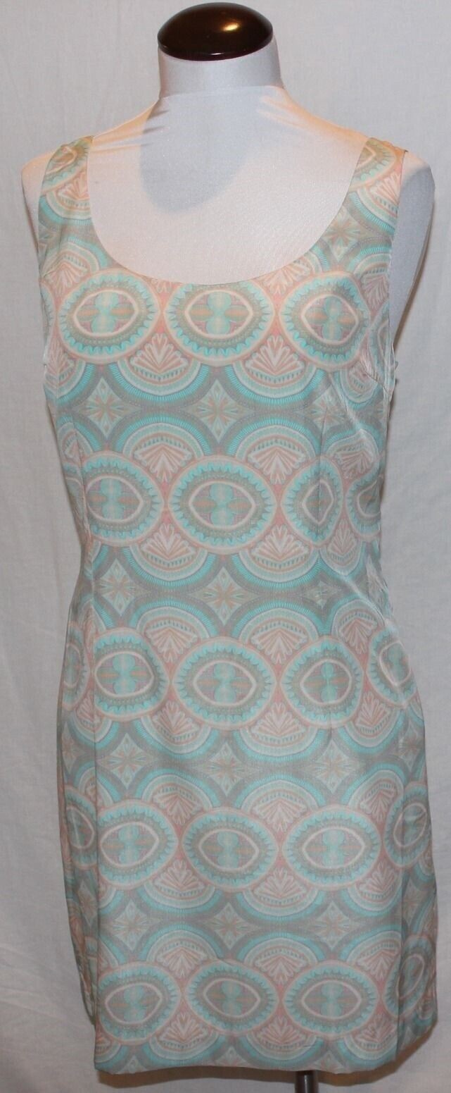 NEW Peach & Mint Silky Polyester Dress Interesting Open Back sz Large