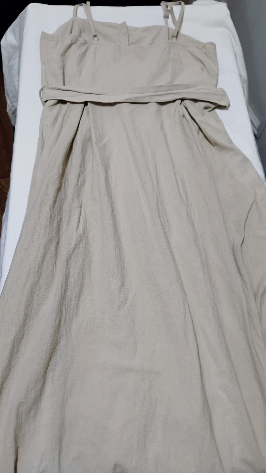 SHEIN Beige Solid Maxi Dress Button Front Belted Strappy Sleeveless Size 6