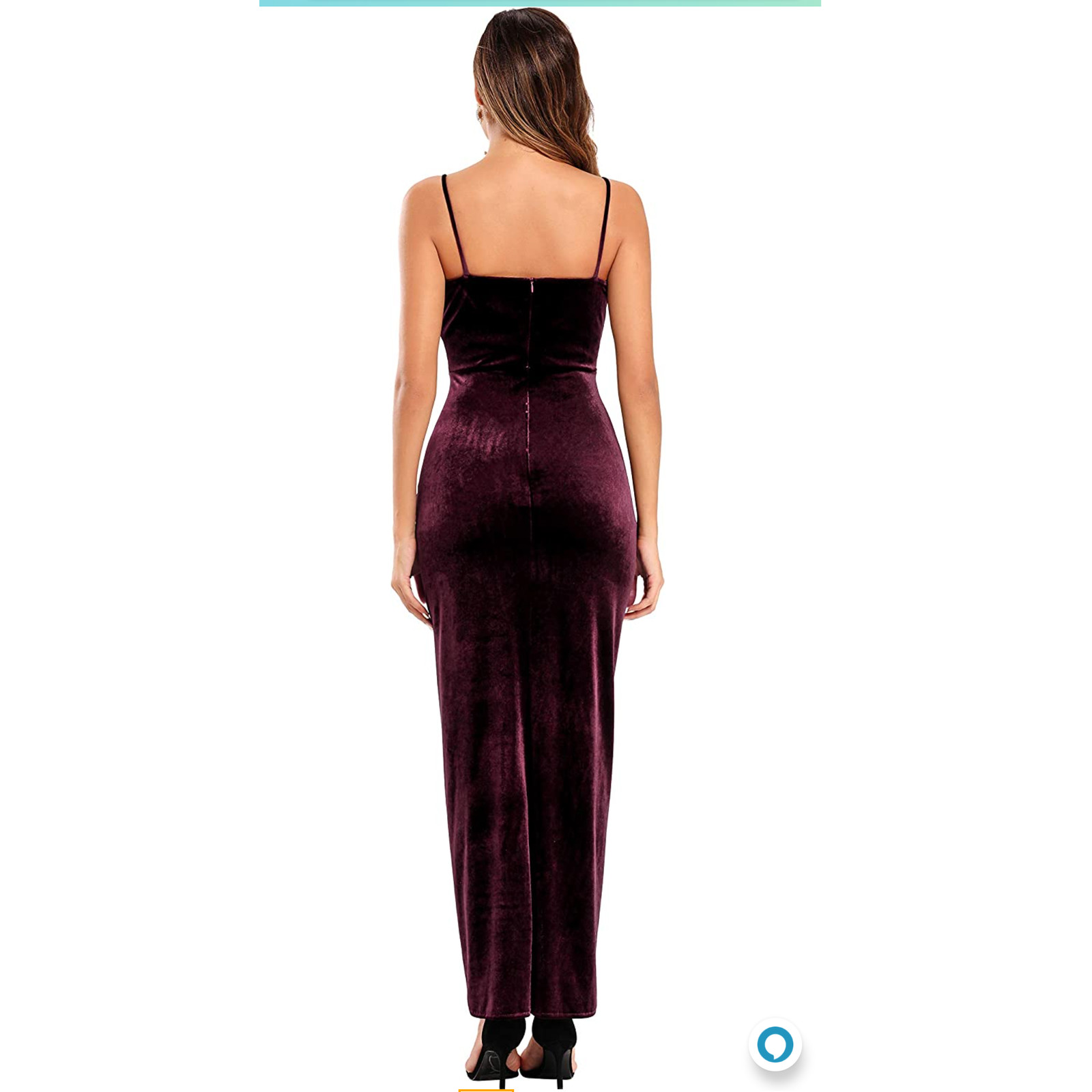 Ababalaya NWT velvet burgundy elegant spaghetti strap maxi dress women’s large