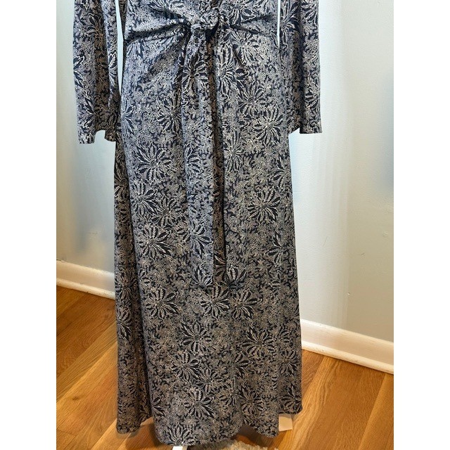 Scanlan Theodore 95% Silk Twist Front Maxi Dress US 4 AU 8 Navy Floral