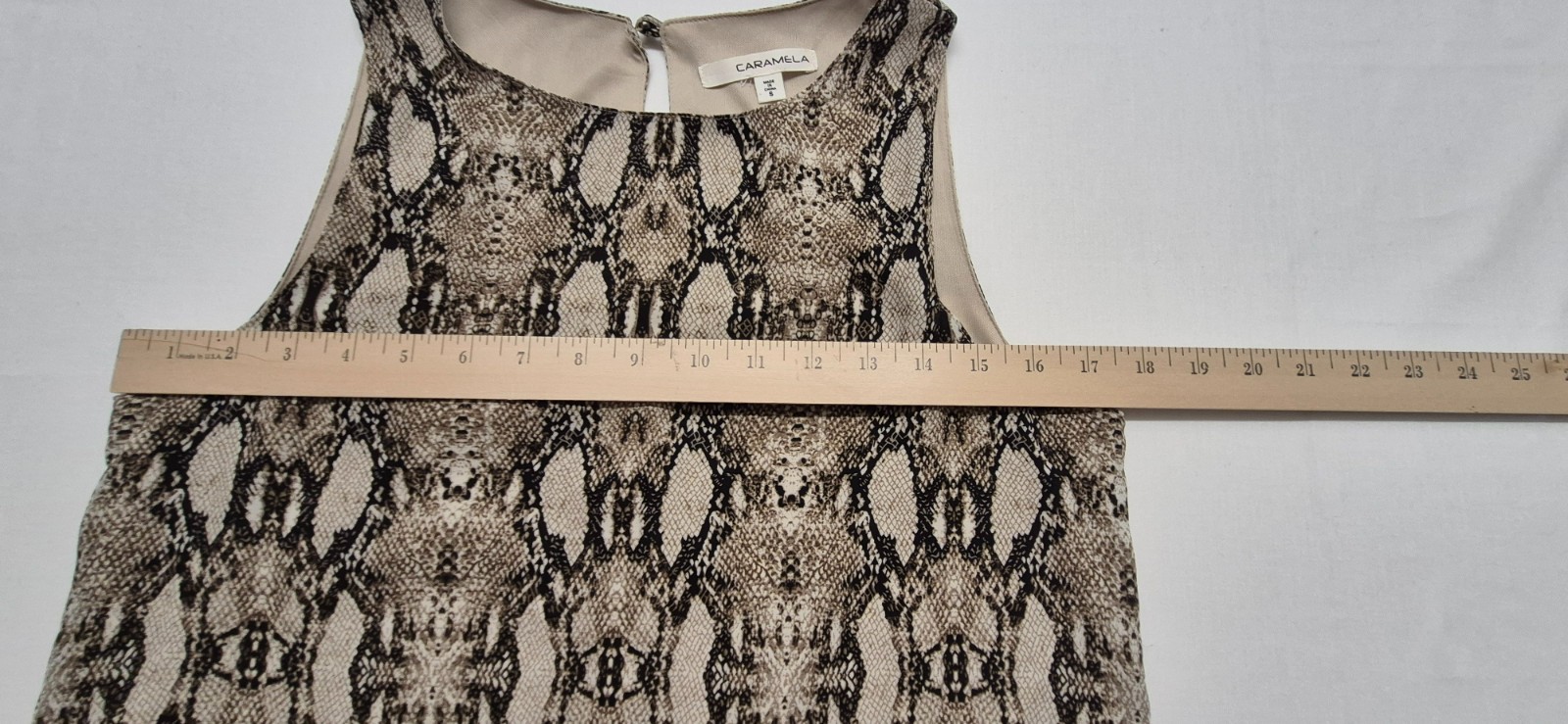 Caramela women’s python snake print A-line fully lined sleeveless dress sz. S