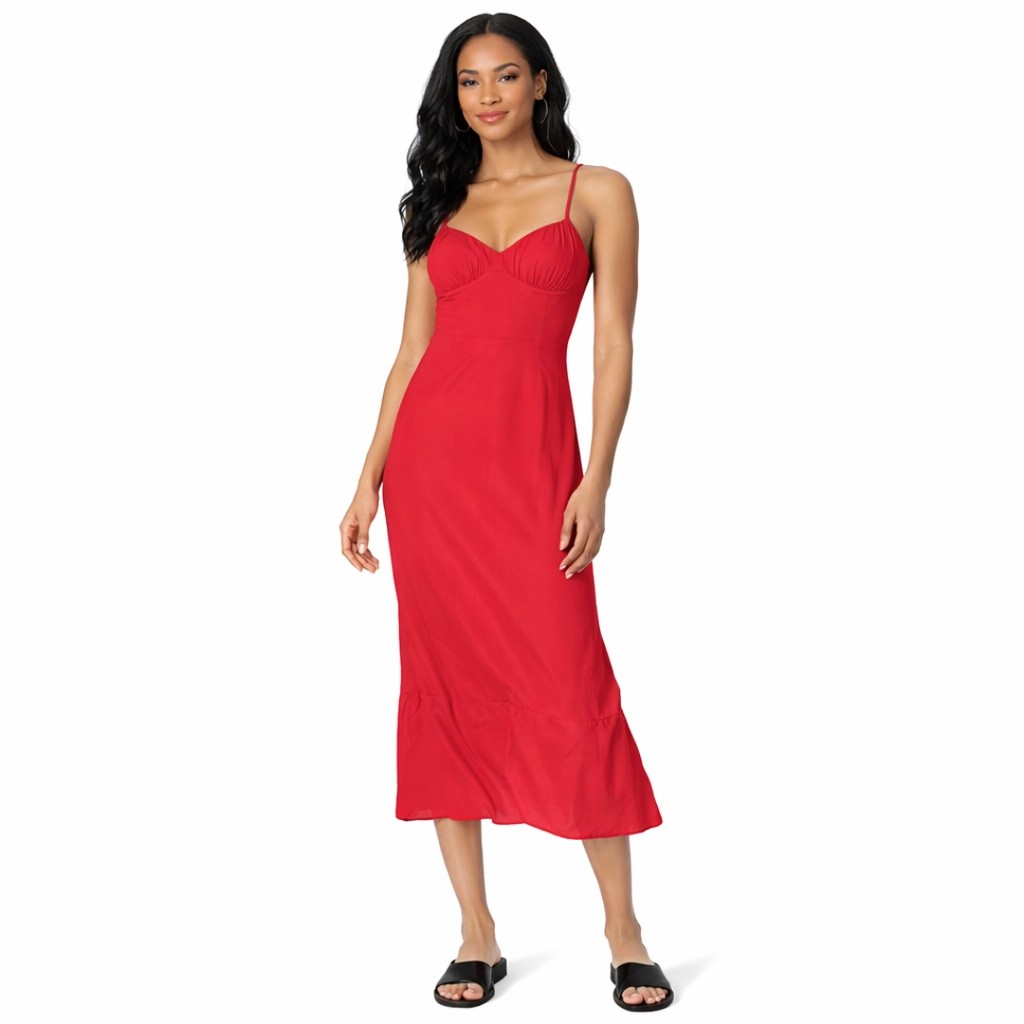 Women’s “Linea” Spaghetti Strap Midi Dress – The Drop – Red – Size XS – NWT