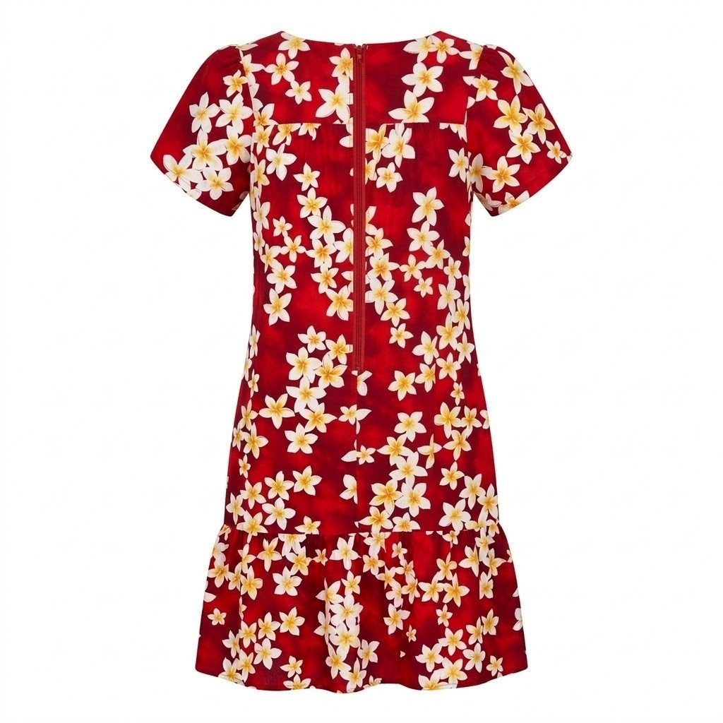 Hilo Hattie MEDIUM Red Plumeria Floral Muumuu Dress Made in Hawaii – CJ