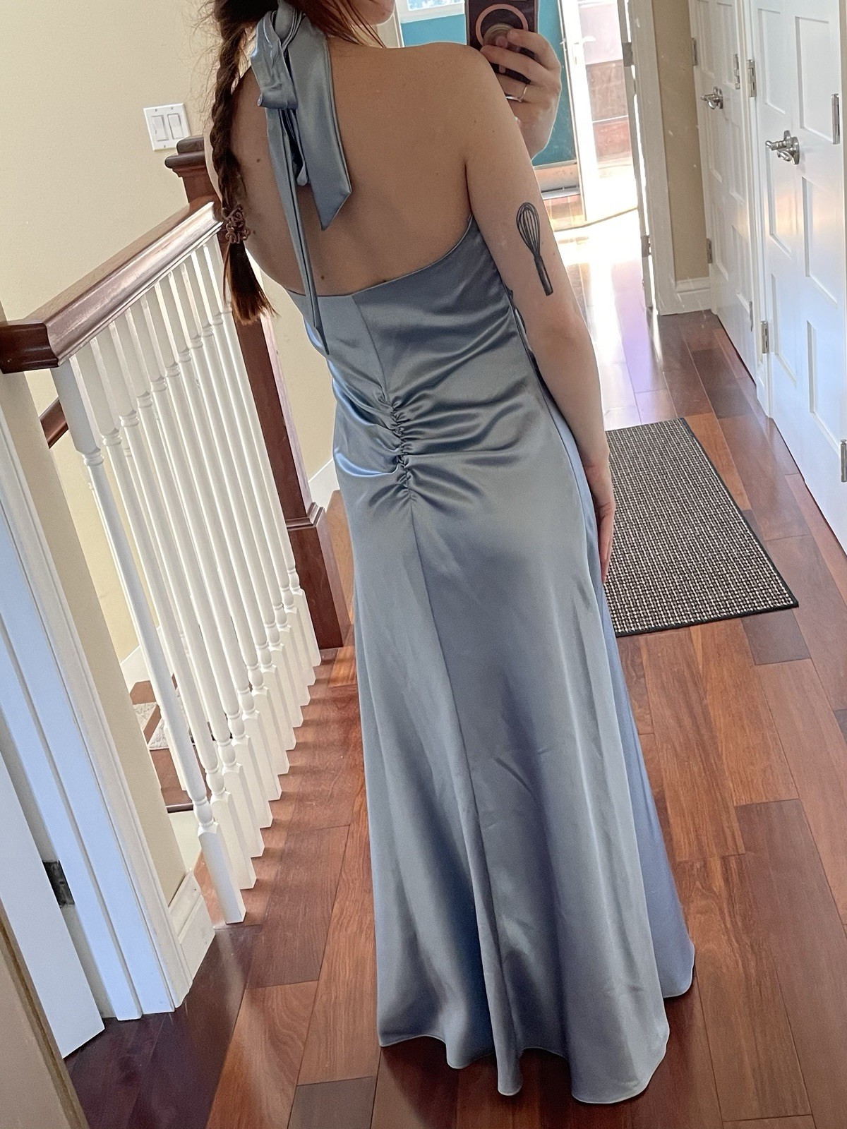 NWT Vintage Jessica McClintock for Gunne Sax Dress Light Blue Satin Halter Sz 6