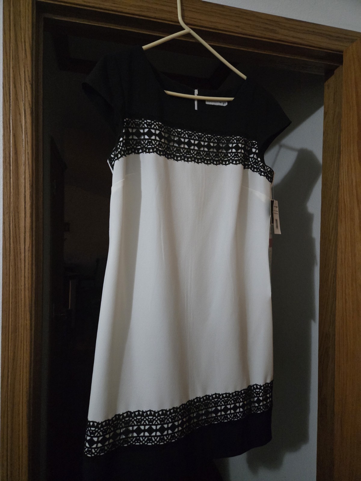 Madison Leigh Fit and Flair Sleeveless Black and Cream Zipper on Back Size M