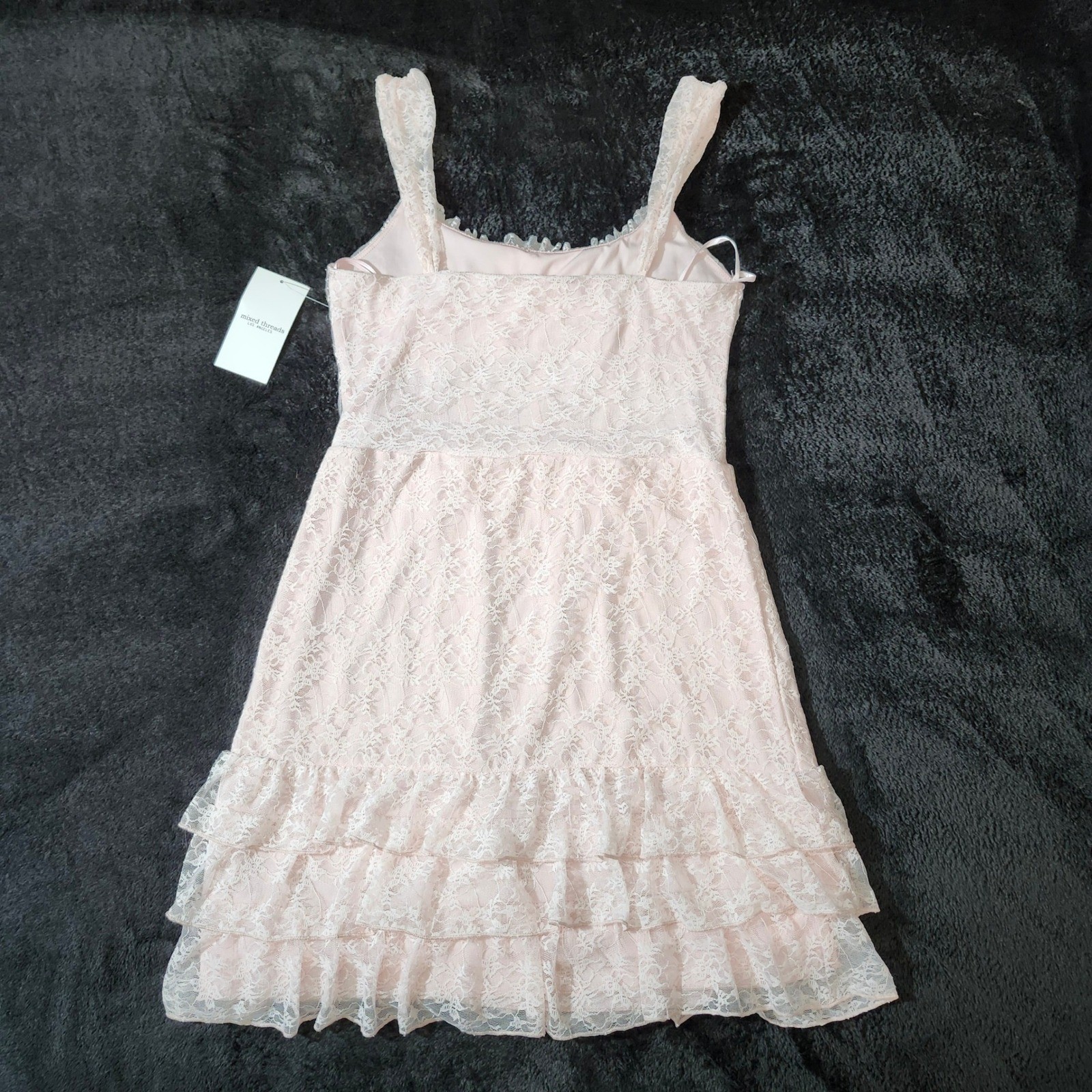 Mixed Threads LA Pink Lace Tiered Ruffle Mini Dress Corset Style IR1205-HU03 L