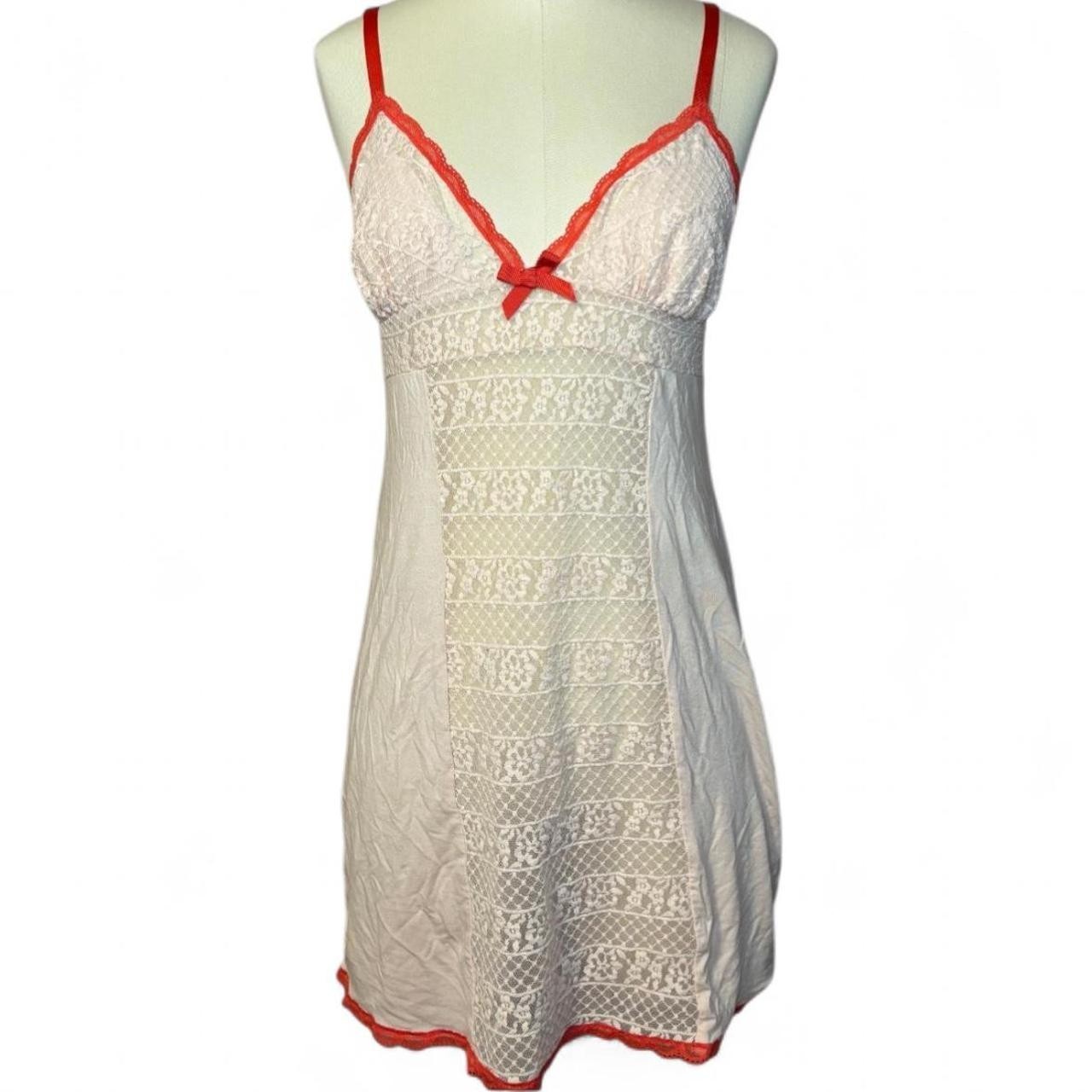 victoria’s secret baby pink/red mini lace slip dress