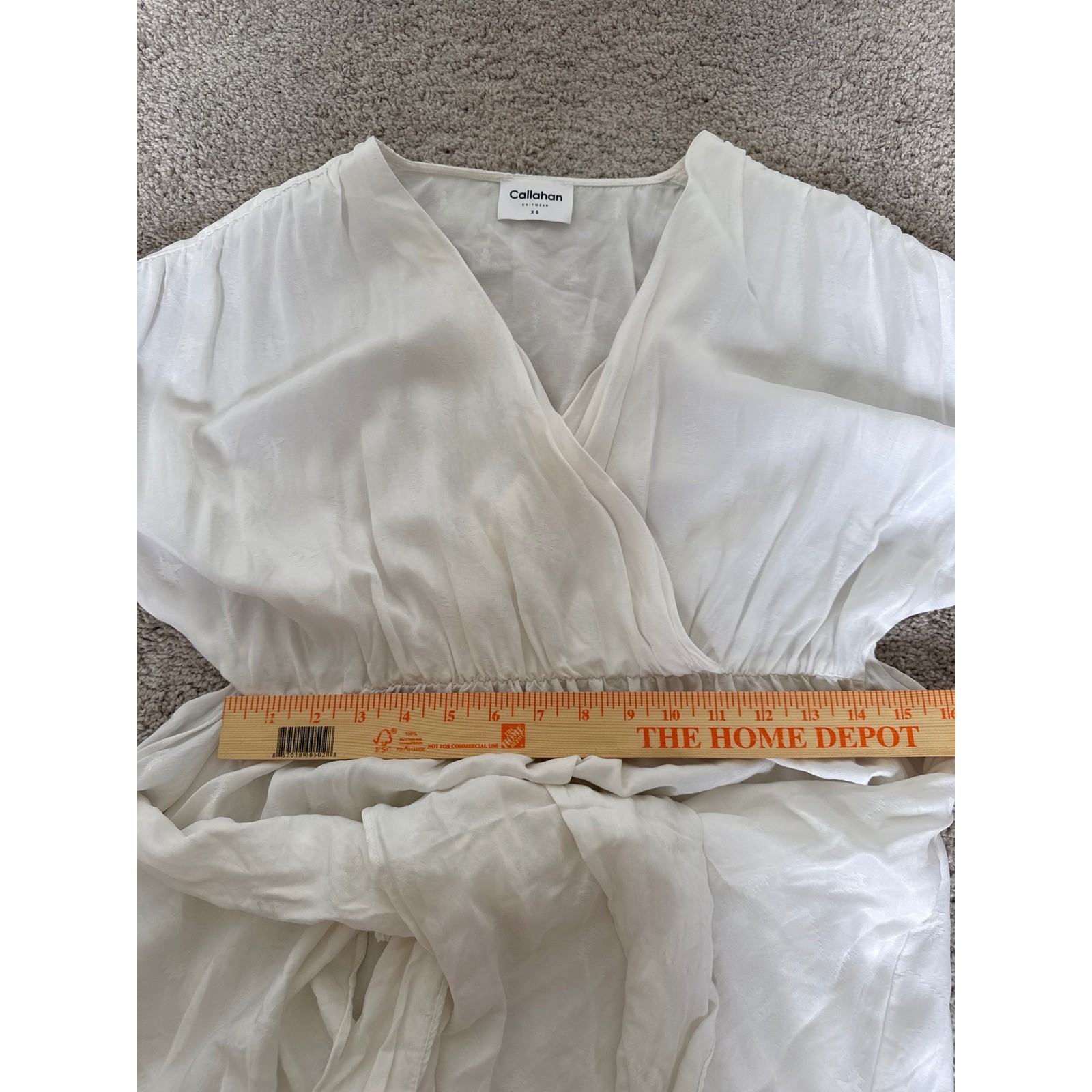 Tuckernuck Callahan Knitwear White Jacquard Wrap Midi Dress V-Neck Tie Waist XS