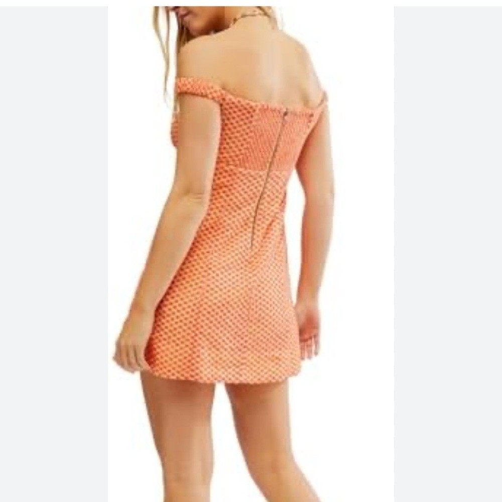 NWT Free People Berry Kiss Mini Dress in large peach combo