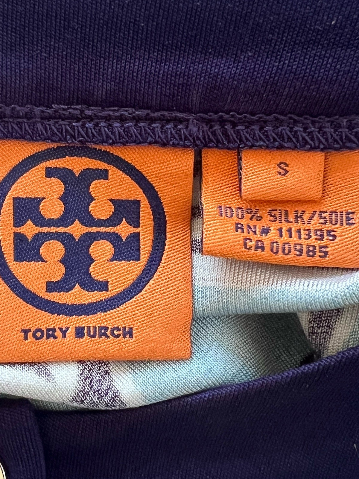 Tory Burch Blue Silk Jersey Monochrome Geometric Pattern Tunic Dress Size S